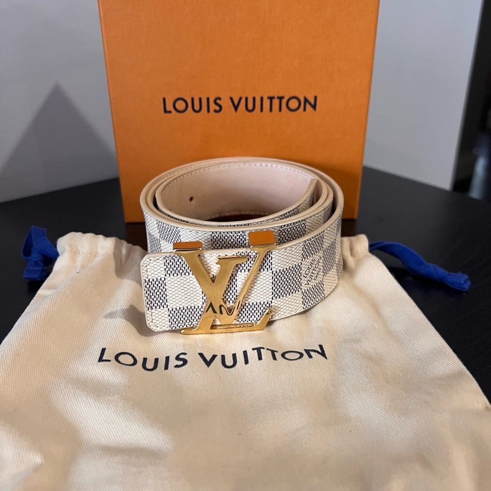 Louis Vuitton White and Gold Belt